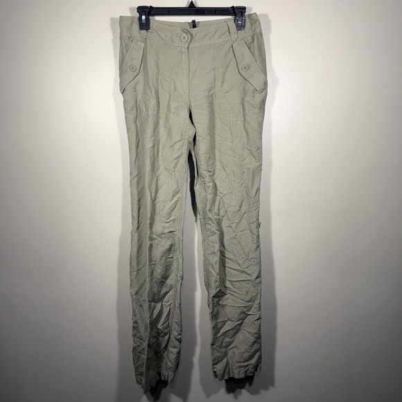 BCBG Paris Linen Blend Pants Women's Size 6 Olive Green Lightweight Casual - Picture 1 of 7